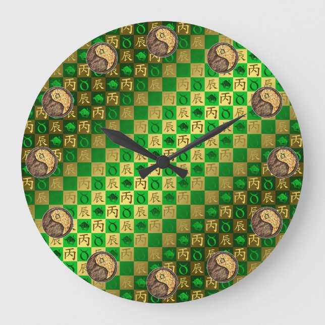 Taurus & Fire Dragon Large Clock (Front)