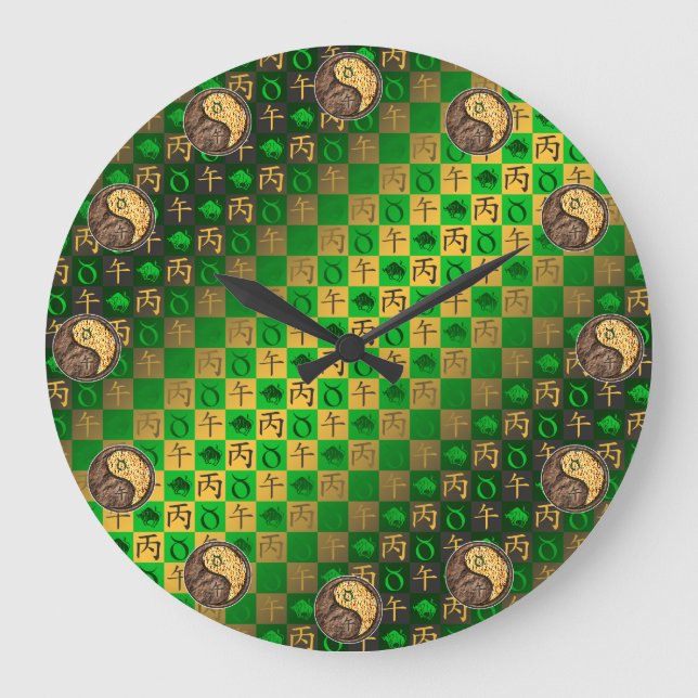 Taurus & Fire Horse Large Clock (Front)
