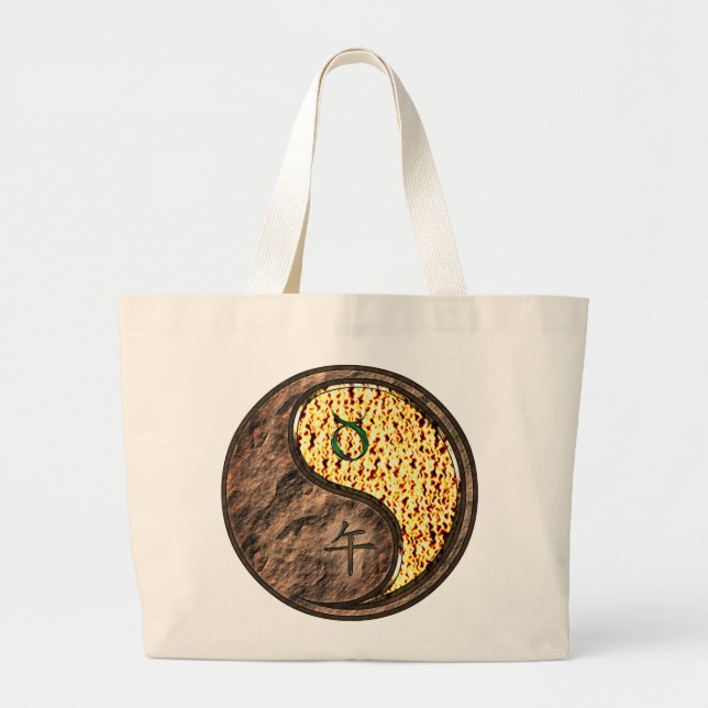 Taurus & Fire Horse Large Tote Bag (Front)