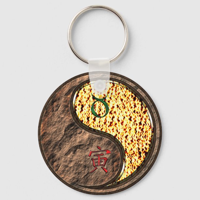 Taurus & Fire Tiger Key Ring (Front)