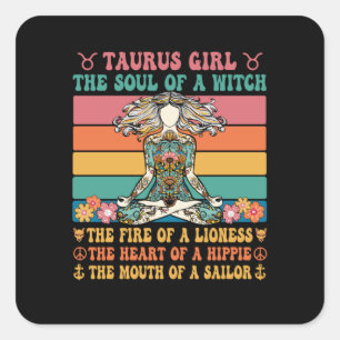 Taurus Girl Astrology Sign Square Sticker