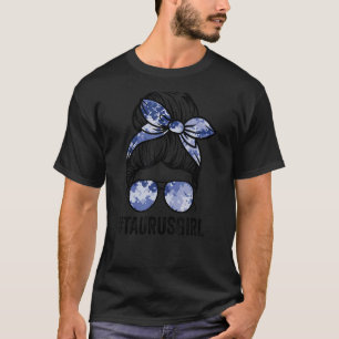Taurus Girl Messy Bun Zodiac Sign Astrology Taurus T-Shirt