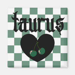 Taurus Gothic Aesthetic Chequered Cherries Design Magnet