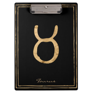 Taurus hammered gold stylised astrology symbol clipboard