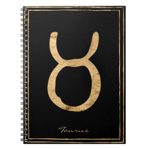 Taurus hammered gold stylised astrology symbol notebook