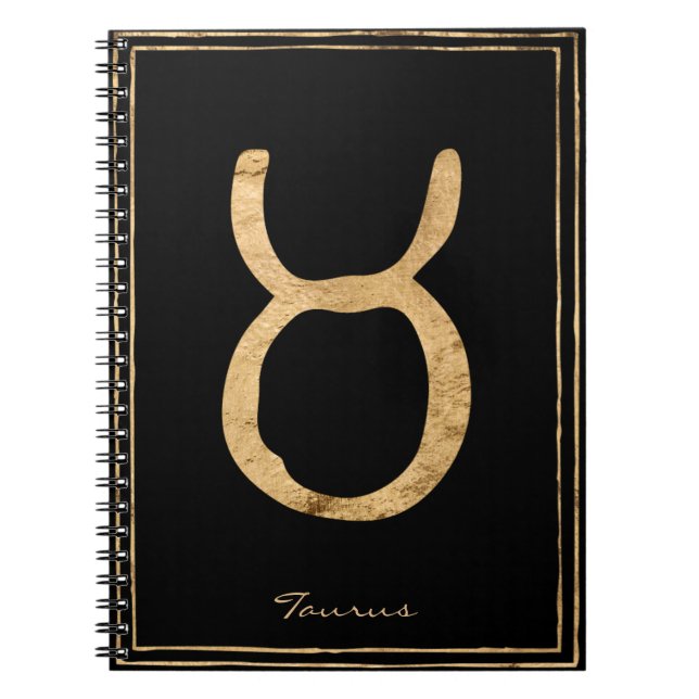 Taurus hammered gold stylised astrology symbol  notebook (Front)