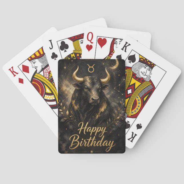 Taurus Happy Birthday Zodiac Design Playing Cards (Back)