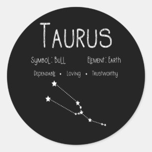 Taurus Horoscope Astrology Star Sign Birthday Gift Classic Round Sticker