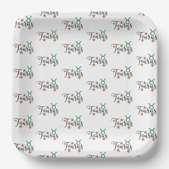 Taurus Horoscope Birthday Paper Plate (Front)