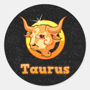 Taurus illustration classic round sticker