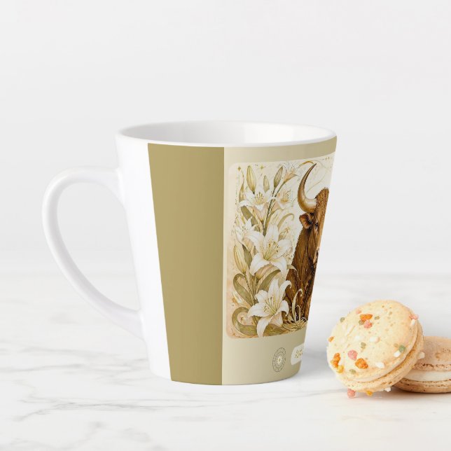 Taurus Lily Art Nouveau Small Latte Mug (In Situ)