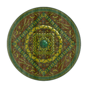Taurus Mandala Glass Cutting Board