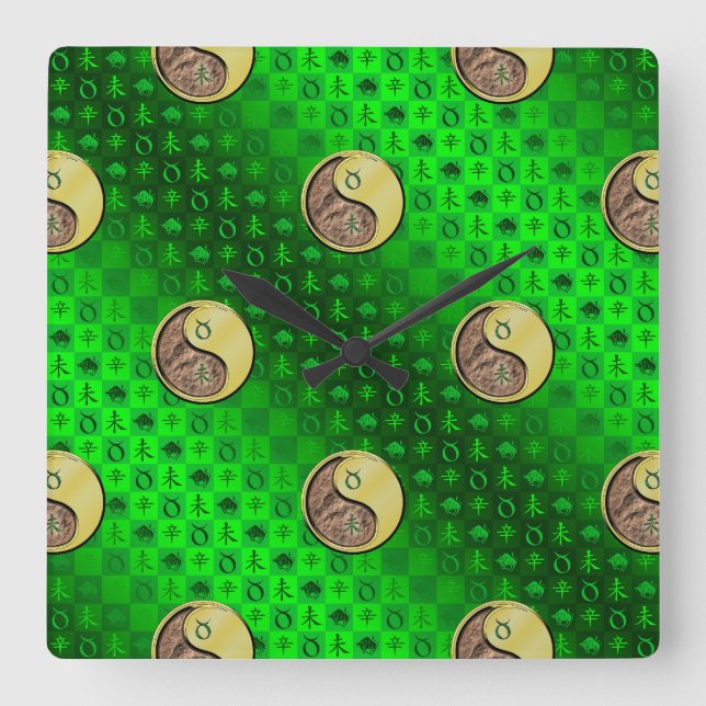 Taurus & Metal Goat Square Wall Clock (Front)