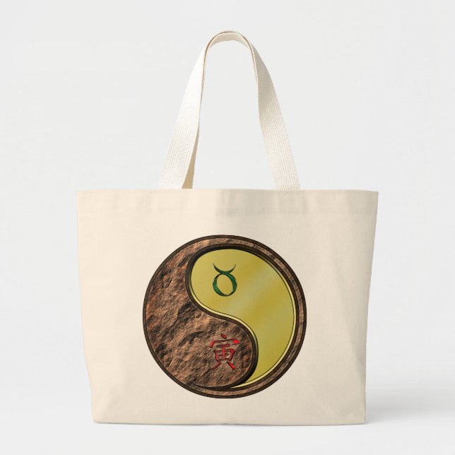 Taurus & Metal Tiger Large Tote Bag (Front)
