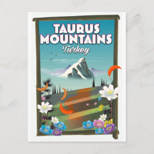 Taurus Mountains Turkey travel poster. Postcard