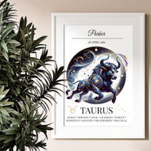 Taurus Personalised Elegant Zodiac Watercolor
