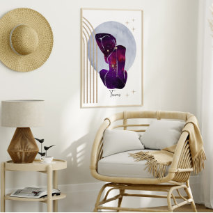 Taurus Purple Gold Feminine Zodiac Design Poster