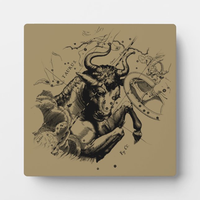 Taurus Sign Constellation Hevelius circa 1690 Plaque (Front)