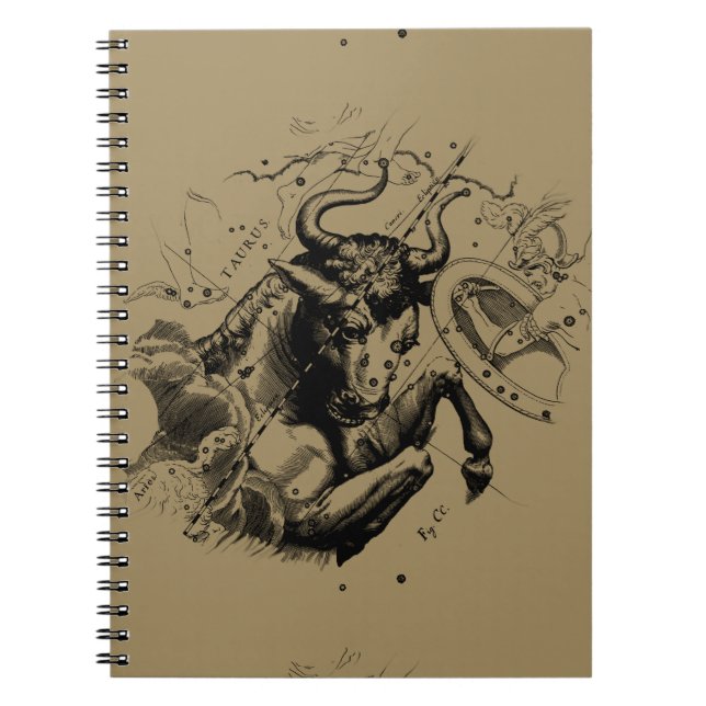 Taurus Sign Constellation Hevelius circa 1690 Spiral Notebook (Front)