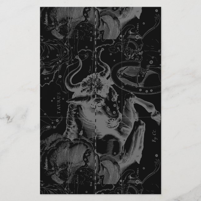 Taurus Sign Constellation Hevelius circa 1690 Stationery (Front)
