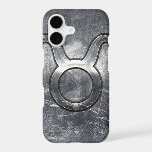 Taurus Sign in Silver Grunge Distressed Style
