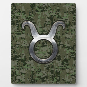 Taurus Sign on Woodland Green Digital Camouflage Plaque
