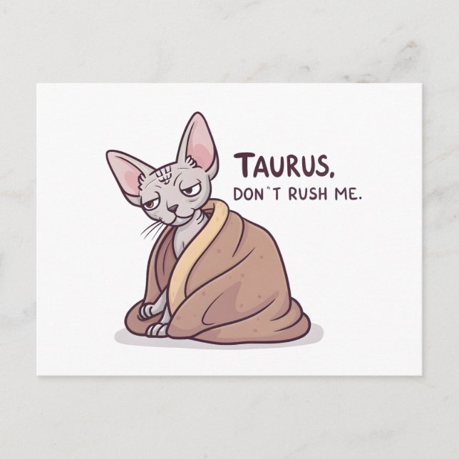 Taurus Sphynx Cat Calm Zodiac Attitude Art Postcard (Front)
