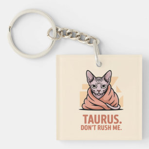 Taurus Sphynx Cat Zodiac Attitude Art Key Ring