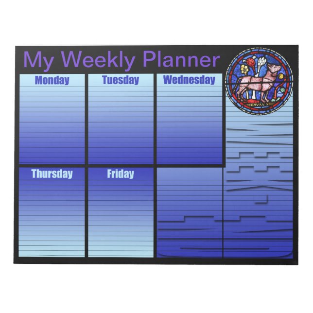 Taurus Stained Glass - Weekly Planner - Notepad (Front)