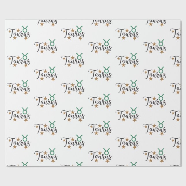Taurus Star Sign Wrapping Paper White Background (Flat)