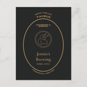 Taurus Stubborn Sensual Personal Apothecary Label Postcard
