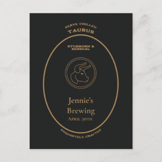 Taurus Stubborn Sensual Personal Apothecary Label Postcard