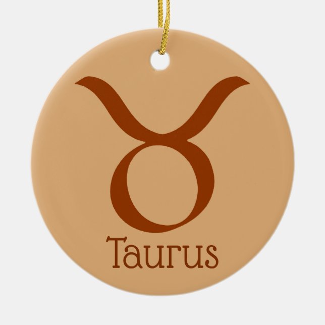 Taurus Sun Sign Zodiac Symbol  Ceramic Tree Decoration (Front)