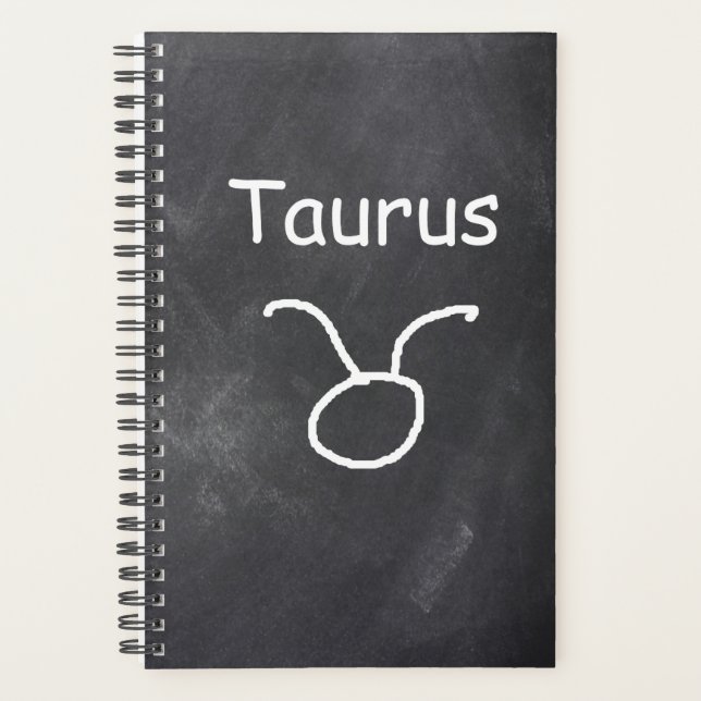 Taurus Symbol Zodiac Sign Horoscope Chalkboard Planner (Front)