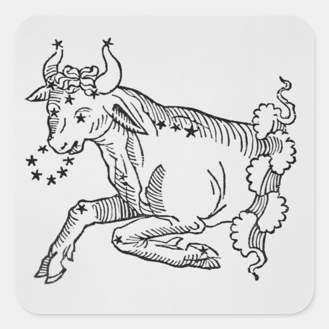 Taurus (the Bull) an illustration from the 'Poetic Square Sticker (Front)