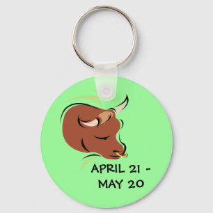 Taurus the Bull Artistic Zodiac Sign Illustration Key Ring