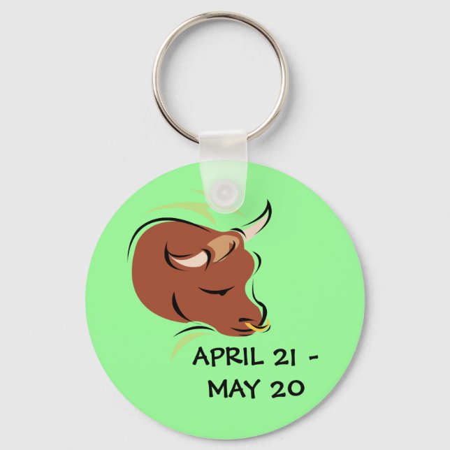 Taurus the Bull Artistic Zodiac Sign Illustration Key Ring (Front)
