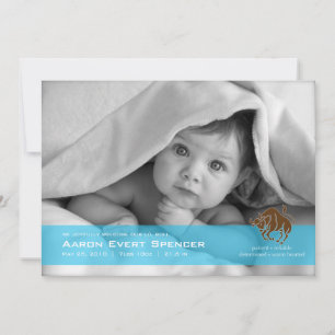 Taurus the Bull Photo Birth Announcement Card