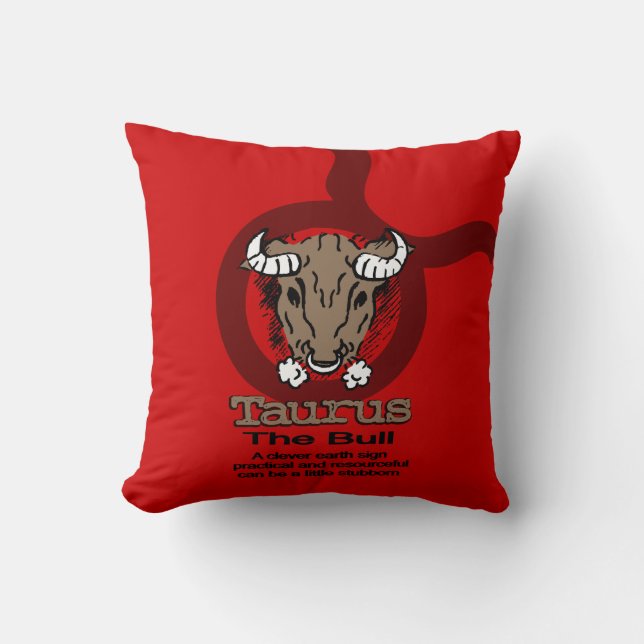 Taurus the Bull red pillow (Front)