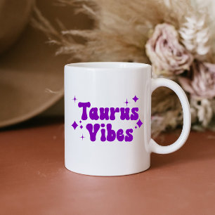 Taurus Vibes Zodiac Astrology Purple Stars Coffee Mug