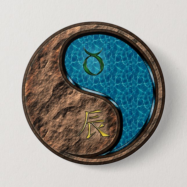 Taurus & Water Dragon 7.5 Cm Round Badge (Front)