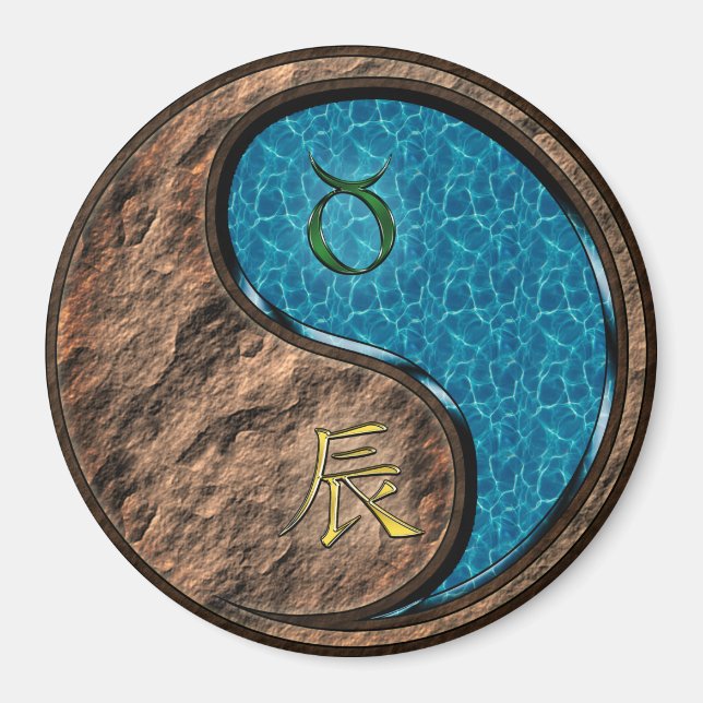 Taurus & Water Dragon Magnet (Front)