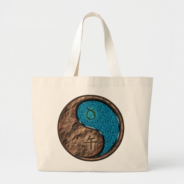 Taurus & Water Horse Large Tote Bag (Front)