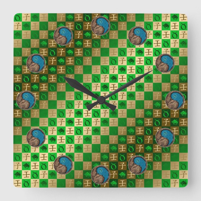 Taurus & Water Rat Square Wall Clock (Front)