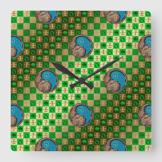 Taurus & Water Rat Square Wall Clock (Front)