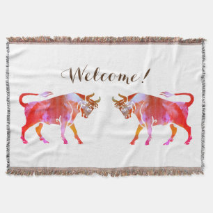 Taurus Watercolor Sign Welcome Throw Blanket
