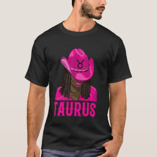 Taurus Western Cowgirl African American Black Wome T-Shirt