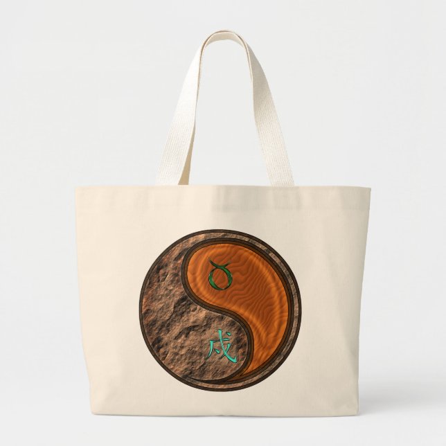 Taurus & Wood Dog Large Tote Bag (Front)