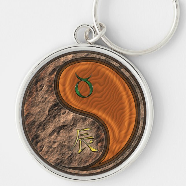 Taurus & Wood Dragon Key Ring (Front)