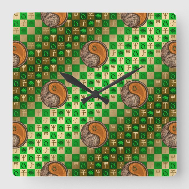 Taurus & Wood Rat Square Wall Clock (Front)